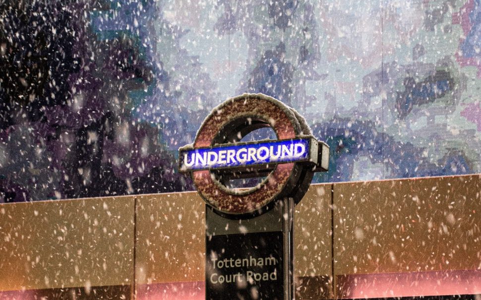 Inmage of the underground station with snow fall