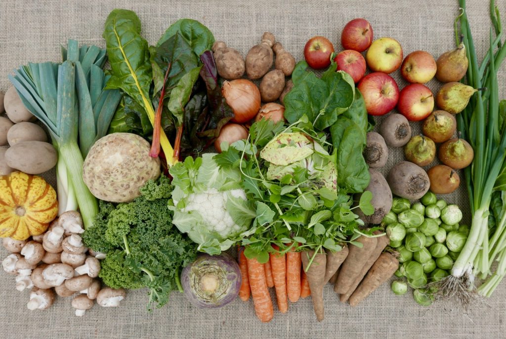 A selection of vegetables grown on Sutton Community Farm, including carrots, leeks, squash and other