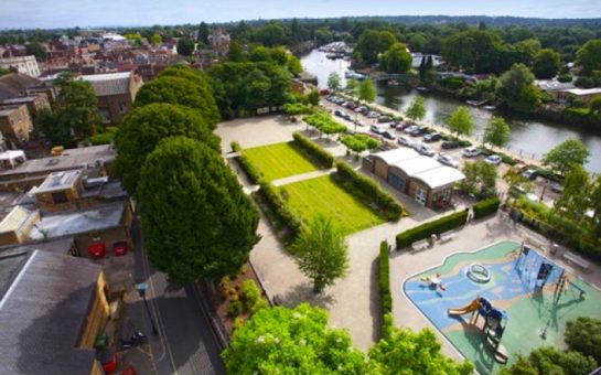 Aerial view of Twickenham Jubilee Gardens from Twickenham Riverside Trust