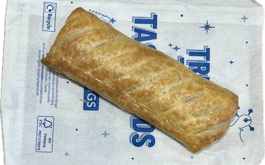 Photo of a sausage roll from Greggs