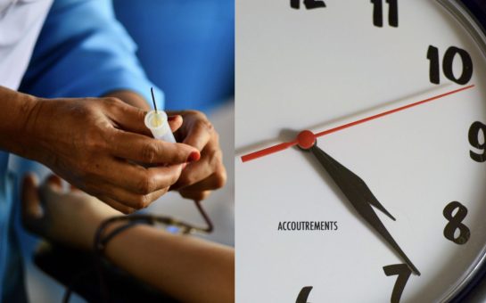 Giving blood and a clock