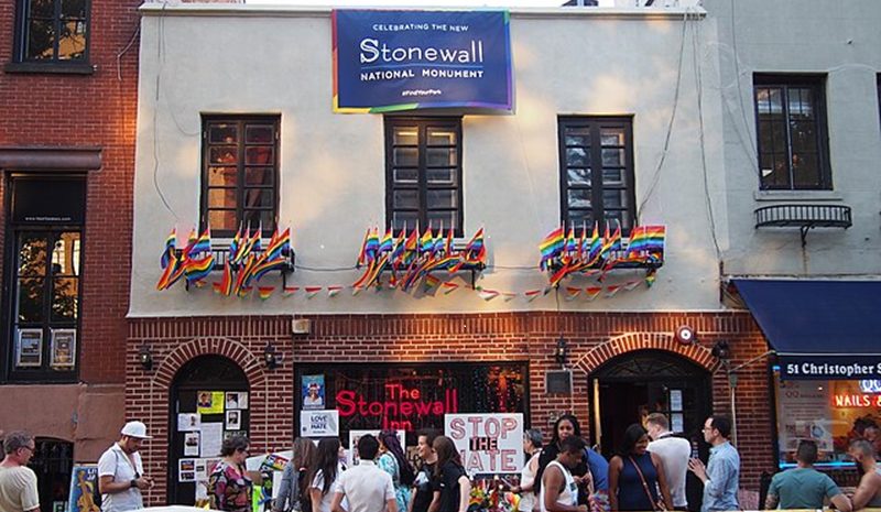 The Stonewall Inn in Manhattan, a key site in LGBTQ+ liberation, during Pride celebrations in 2016