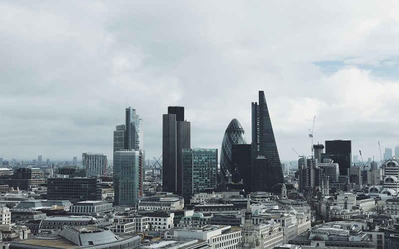 London skyline featuring the capital's most prominent buildings.