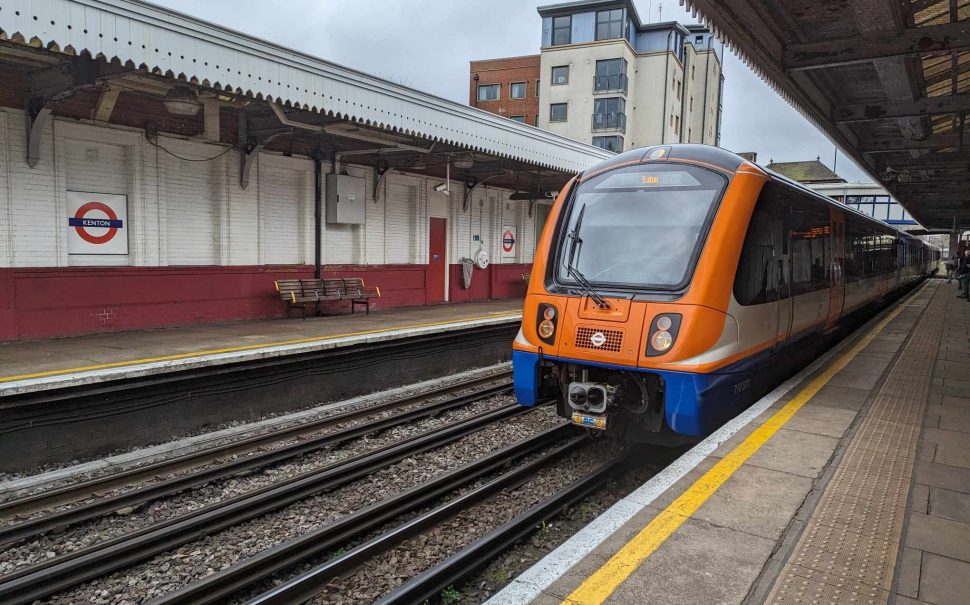 A train at a platform.