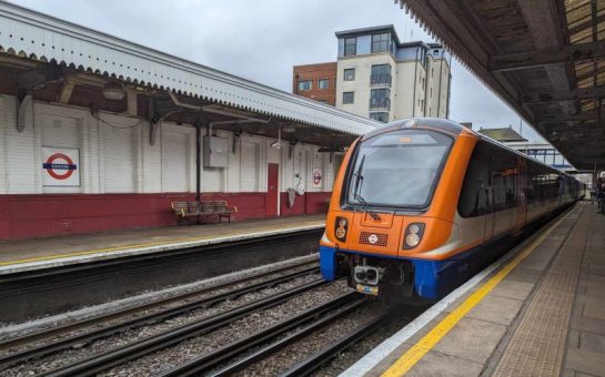 A train at a platform.