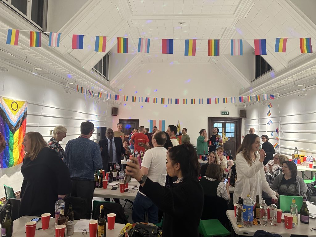 Group of people at Fulham Library for West London Queer Project's LGBTQ+ History Quiz Event.