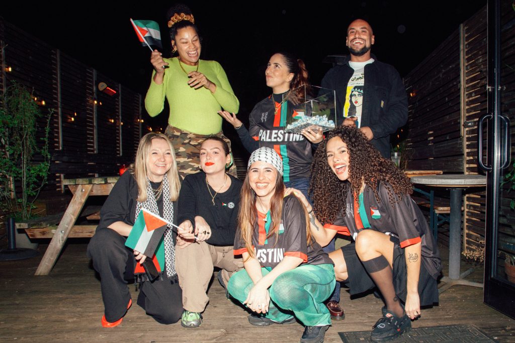 'Prizes for Peace' founders and hosts.  Top row from left to right: Frederica, Ayshe, Rami. Bottom row from left to right: Bianca, Jessie, Suzie, Emerald