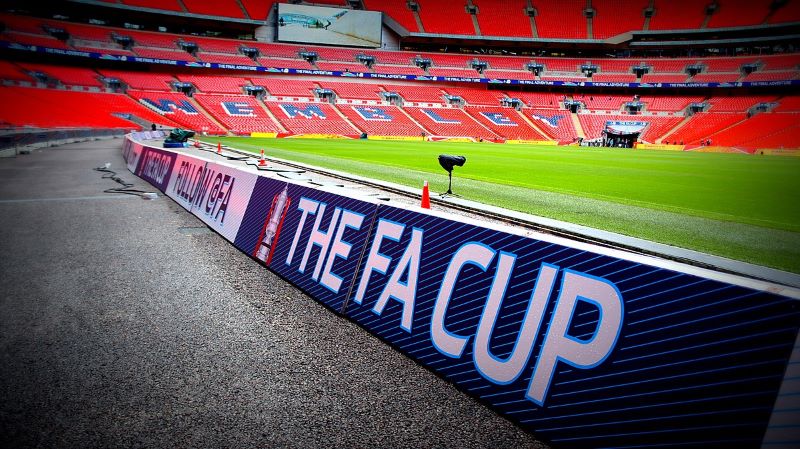 FA Cup branding at Wembley Stadium