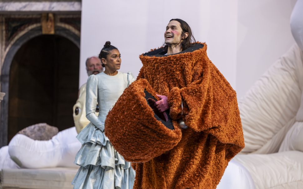 Andrew Leung's Petruchio wearing a silly costume