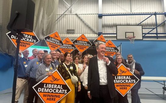 Lib Dems celebrating winning in Wimbledon