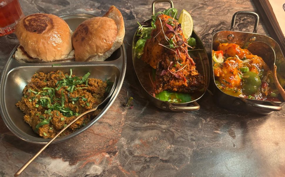 Starters on a table at Chook Chook Indian Railway Kitchen