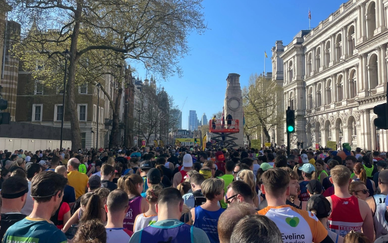 Runners line up to start the race