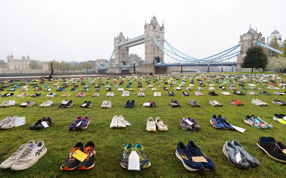 797 shoes laid in honour of pancreatic cancer monthly deaths in the UK
