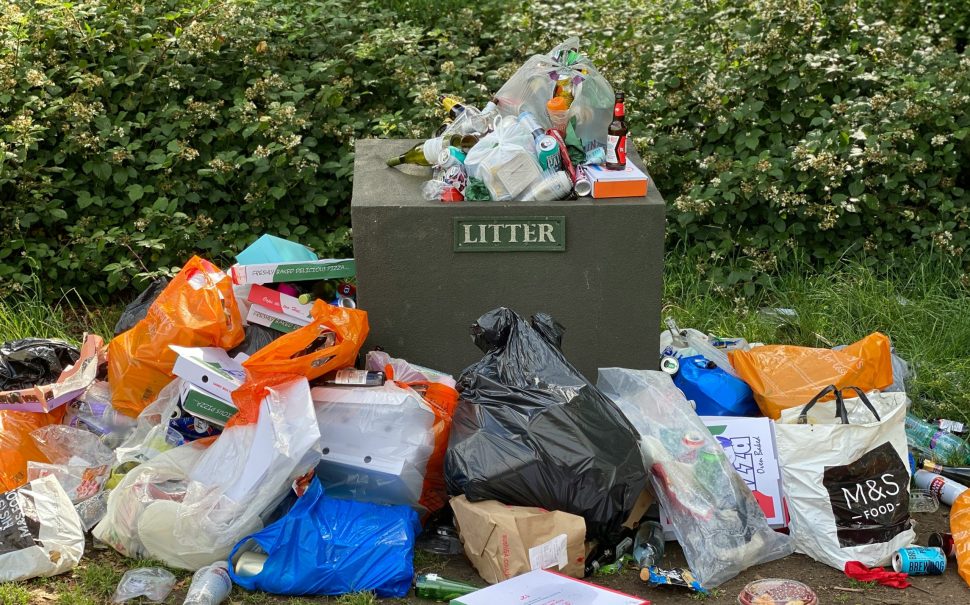 Image of bin with overflowing litter