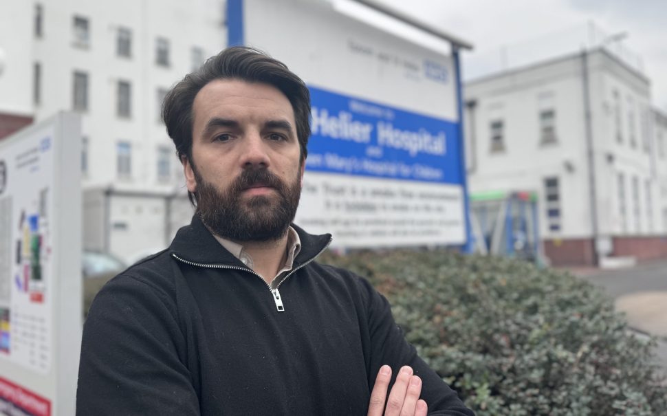 Bobby Dean MP outside hospital