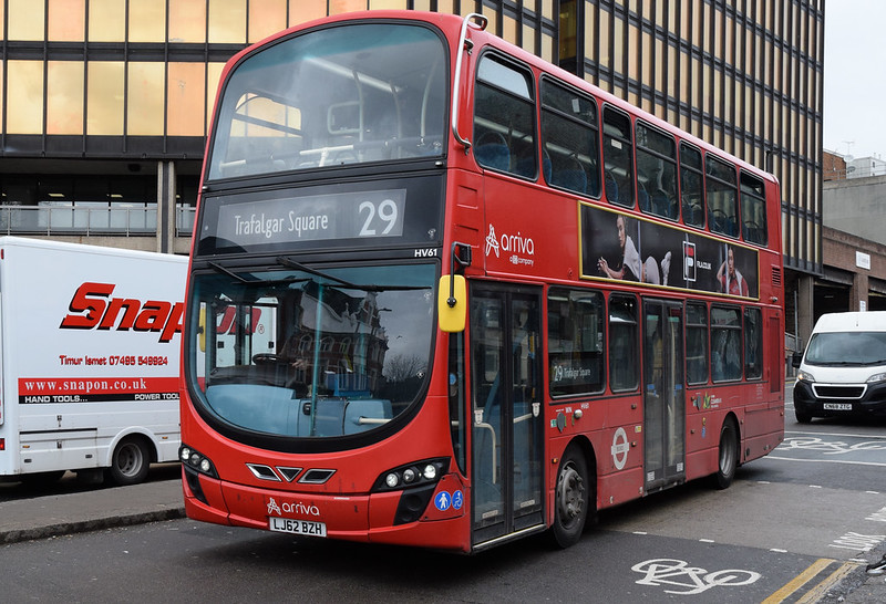 The 29 bus heading towards Trafalgar Square
