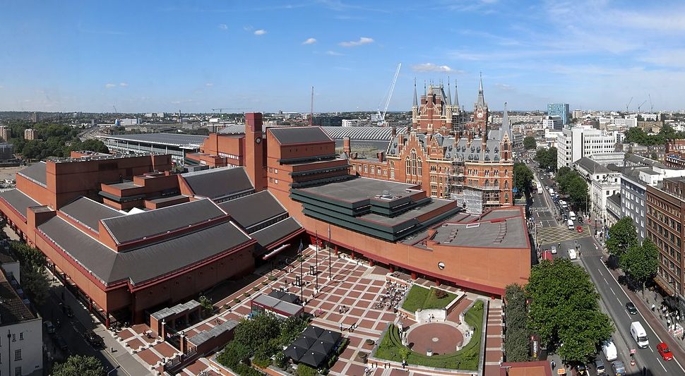 The exterior of the British Library from above