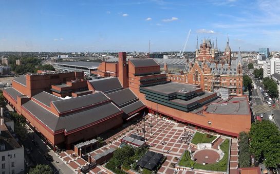 The exterior of the British Library from above