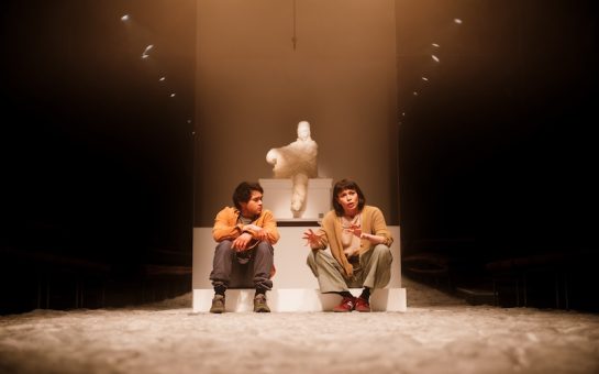 Sky Yang and Fiona Hampton as a student and professor in Joel Tan's 'Scenes from a Repatriation' at the Royal Court (Picture credit: Alex Brenner)
