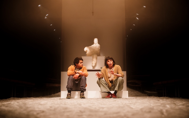 Sky Yang and Fiona Hampton as a student and professor in Joel Tan's 'Scenes from a Repatriation' at the Royal Court (Picture credit: Alex Brenner)