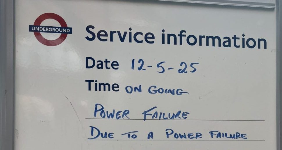 A sign at Earl's Court detailing the Underground power outage (Credit: Jack Darlington)