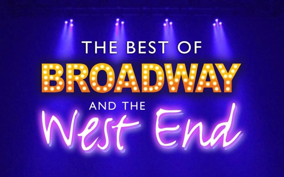 A digital 'The Best of Broadway' neon sign