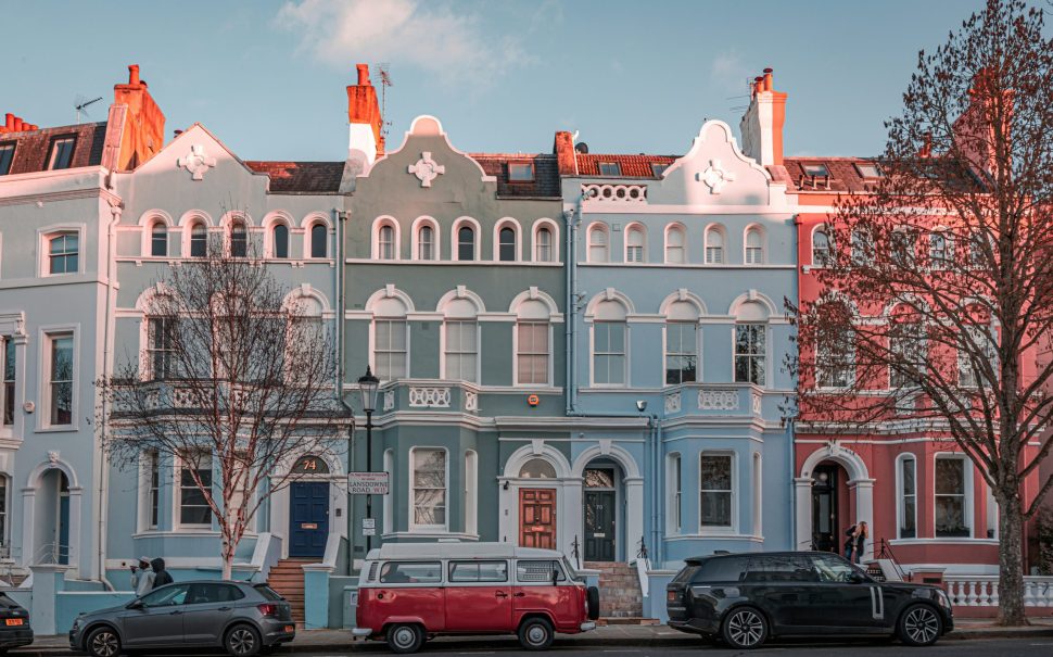 A row of houses in London