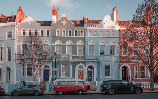 A row of houses in London
