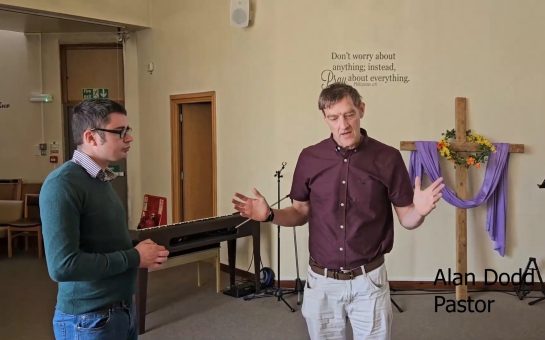 Overview of a Bible study meeting at Hounslow Evangelical Church and interview with parishioners