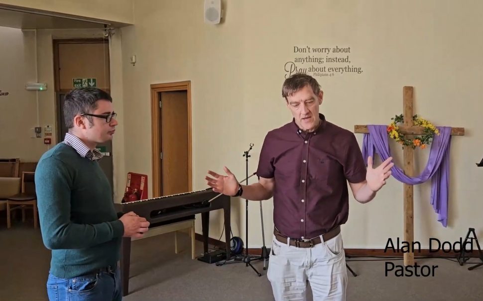 Overview of a Bible study meeting at Hounslow Evangelical Church and interview with parishioners
