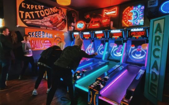 A photo of an arcade.