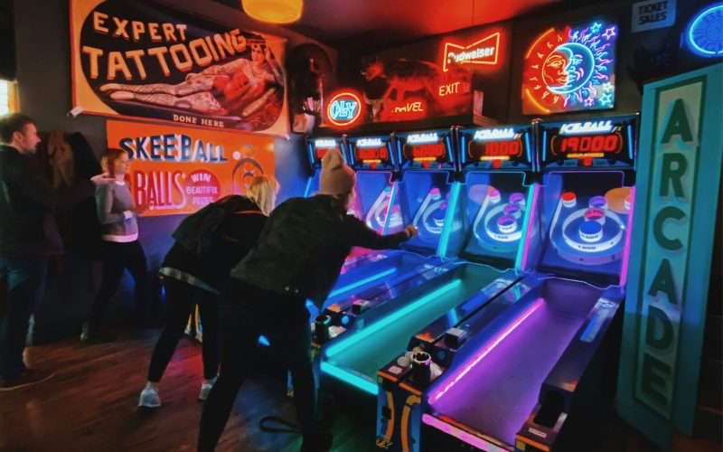 A photo of an arcade.