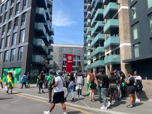 Fans outside of the Gtech in Brentford, this years Unity Cup host ground.