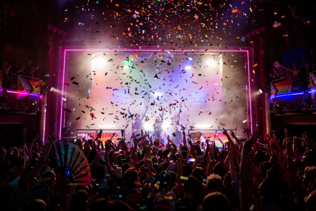 Dance and sing the night away under the confetti canons and mirror balls