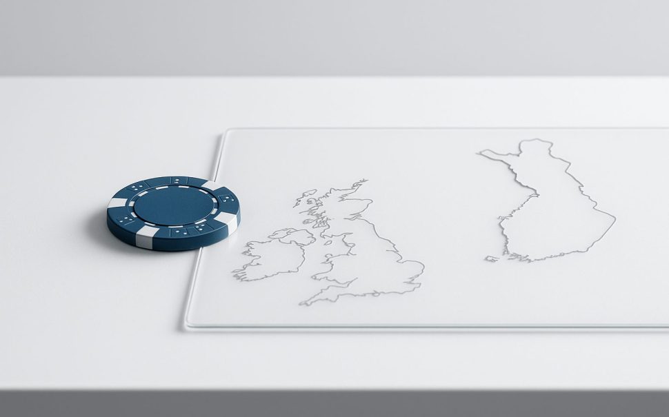 A gambling chip with a map of the British Isles and Finland (Credit: Bazoom AI)