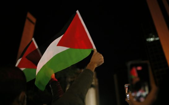 People holding Palestine flags (Credit: Free to use from Unsplash)