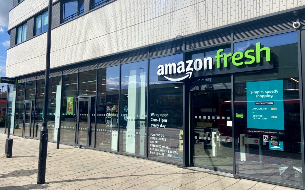 Front exterior of Amazon Fresh store in Hounslow