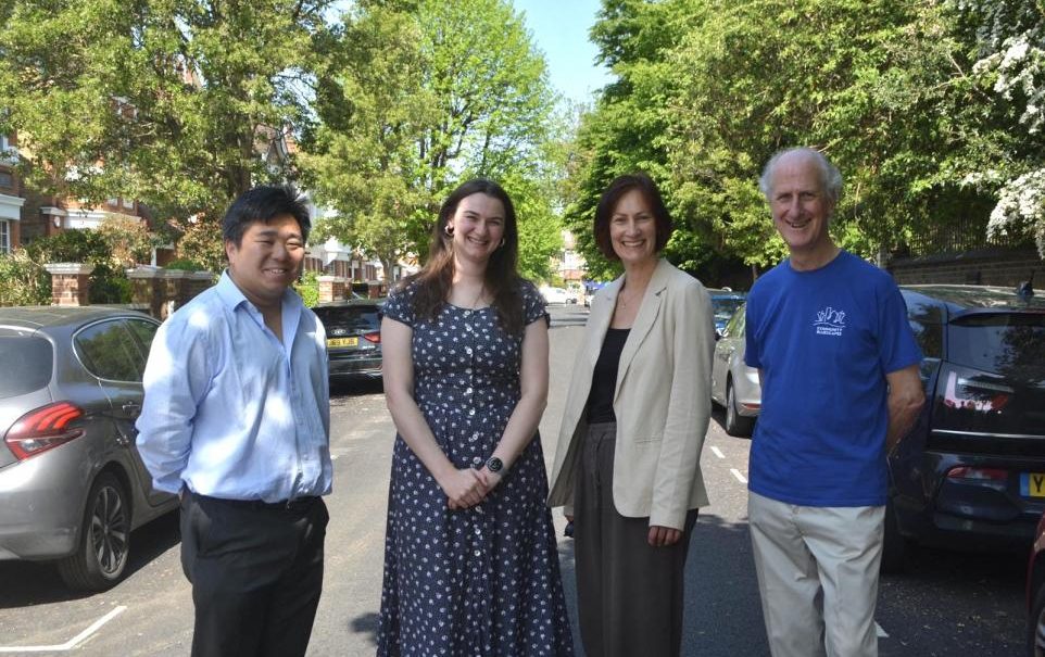 Henry Cheung, Lizzy Bunker, Cllr Julia Leden-Watts, and Mike Hildesley on Kitson Road