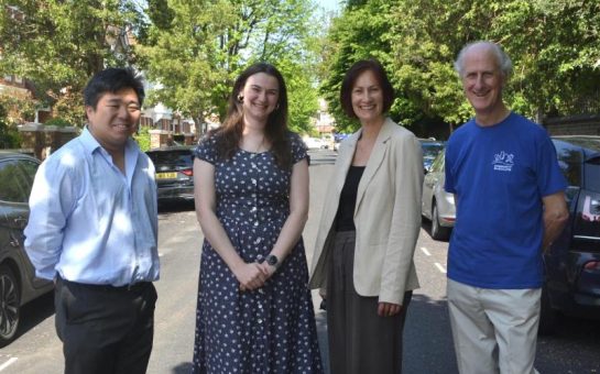 Henry Cheung, Lizzy Bunker, Cllr Julia Leden-Watts, and Mike Hildesley on Kitson Road