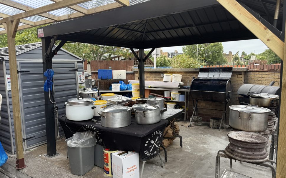 Grills in a back garden