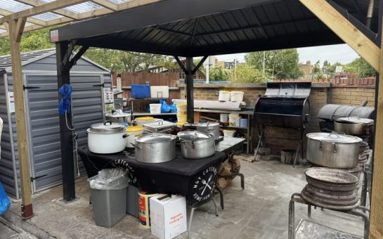 Grills in a back garden
