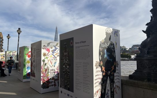 River of Hope art installation on Thames river beneath Millenium Bridge
