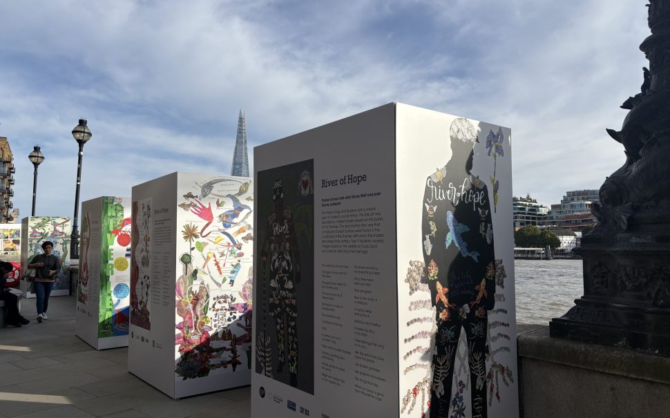 River of Hope art installation on Thames river beneath Millenium Bridge
