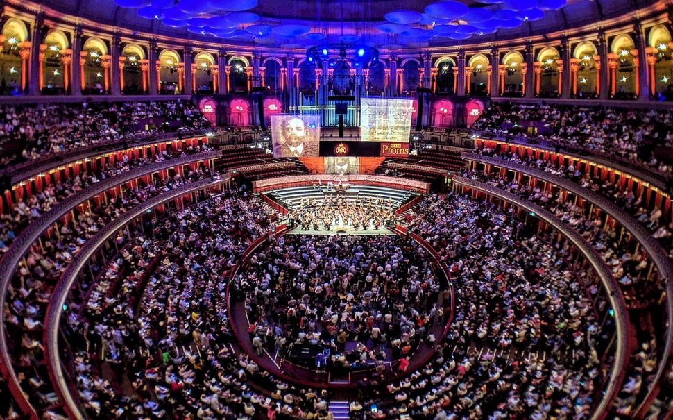 Birds eye view from the gallery of the Royal Albert Hall at the BBC Proms