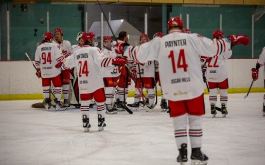 Ice Hockey players celebrate win