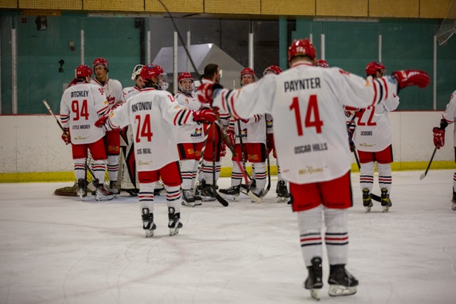 Ice Hockey players celebrate win