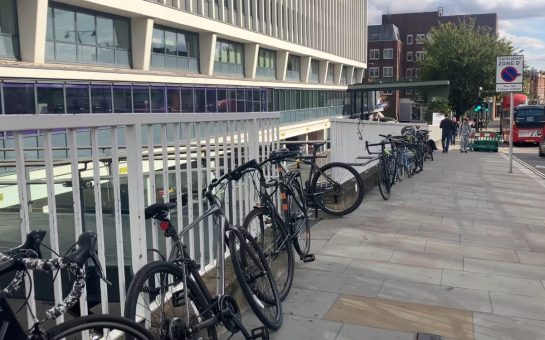 Bikes locked outside Twickenham train station. Richmond is London’s top borough for bicycle thefts at stations. (Credit: Dan Dury)