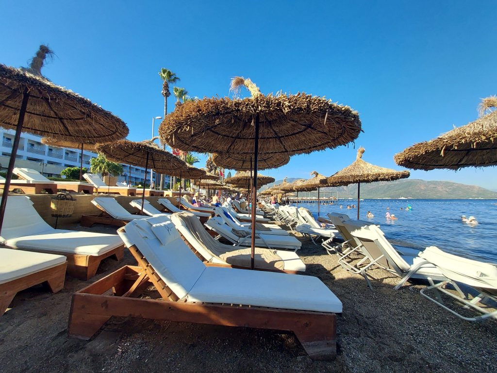 Empty sunbeds in Marmaris beach
