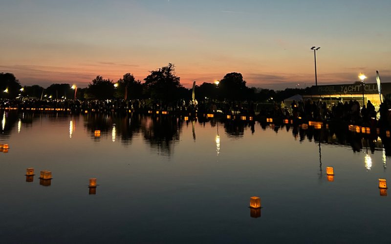 Lanterns floating on Long Pond at Clapham Common