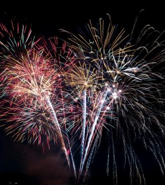 multi-coloured fireworks lighting up the night sky